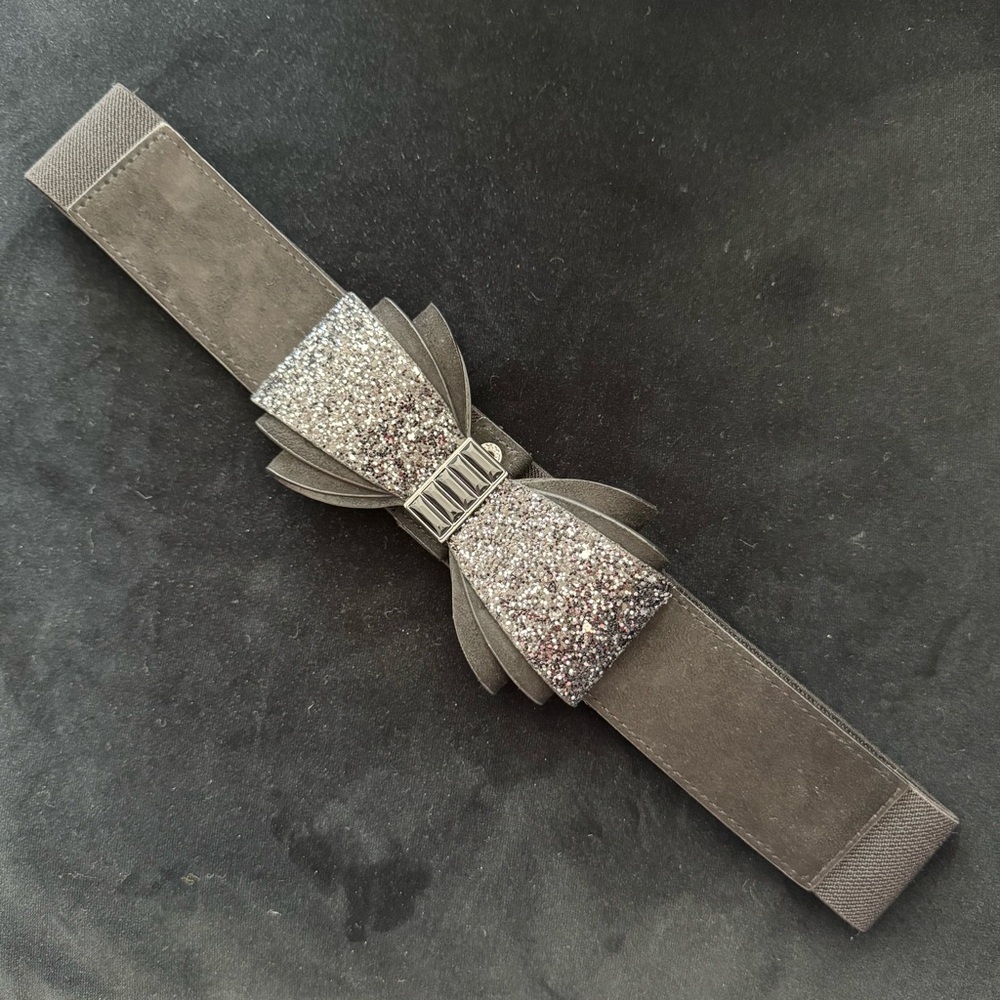 Torrid Black Glitter Bow Fashion Belt, Size 0